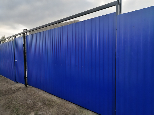 Синие откатные ворота